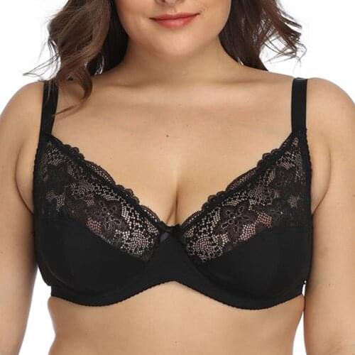 Womens Plus Size Lace Bra Non Padded Underwired Bralette Sexy Bras Lingerie Tops Large Brassiere