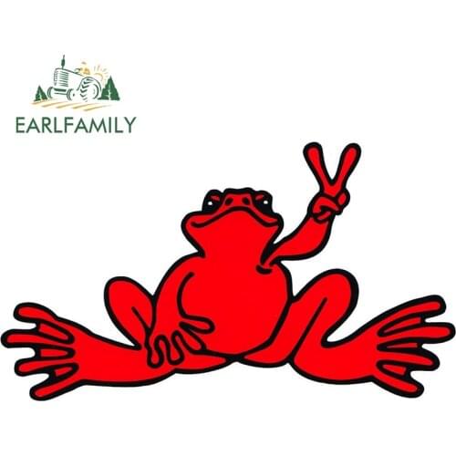 EARLFAMILY 13cm x 7.4cm Red Auto Car Stickers for Peace Frog Waterproof Vinyl Decals Vinyl Car Wrap Scratch-Proof Anime Decor