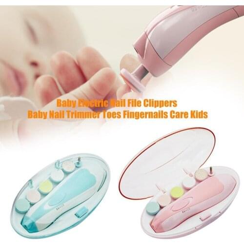 Electric Baby Nail File Clippers Toes Fingernail Cutter Trimmer Manicure Tool Baby Nail Toes Care Accessories Kits Pink/Blue