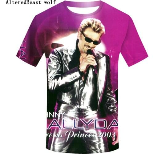 Johnny Hallyday French Elvis Presley 3d T Shirt Short Sleeve Clothes 2019 New Group 2XL O-neck tees Shirt homme For Boys