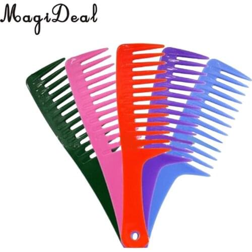 Hot New Girls Curl Hair Anti-static Heat Resistant Wide Tooth Plastic Handle Comb Hairdressing Salon Random Color