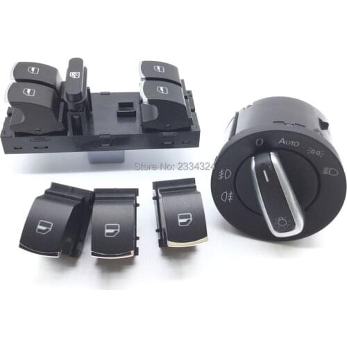 5ND959857 5ND959855 5ND941431B Chrome AUTO Headlight switch Window Switch For Volkswagen CC Tiguan Passat B6 Golf 5 6 Jetta MK 5
