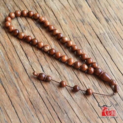 Islam High Quality Muslim Rosary Beads 33 Allah Prayer Beads Natural Palm Fruit Kuka Tasbih Charm Bracelet 8-9mm 33Round beads