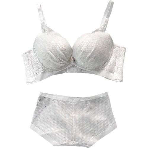 European American French Bra Briefs Set Sexy Lace Bra Fashion Deep V Push Up Brassiere Sexy Hollow Out Panties Female Lingerie