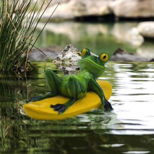 Creative Resin Floating Frogs Statue Outdoor Garden Pond Decorative Cute Frog Sculpture For Home Desk Garden Decor Accessories