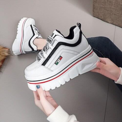 Women Chunky Sneakers Vulcanize Shoes Ladies Brand Platform Sneakers Wedges Casual Shoes For Woman Leather Sports Dad Shoes 7cm