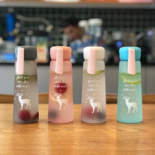 Summer Simple Frosted Plastic Cup Elk Letters Small Fresh Water Cup Girl Cute Portable Portable Cup Customized Logo