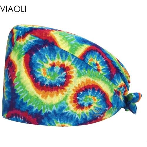 Unisex 100% cotton Multicolor Tieback Dentist nurse Beautician Pet clinic scrub hat medical lab Surgical cap clinical doctor hat