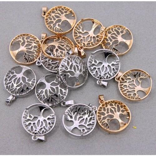 Fashionable can be inlaid with natural stone tree of life pendant alloy accessories, used to package natural stone jewelry