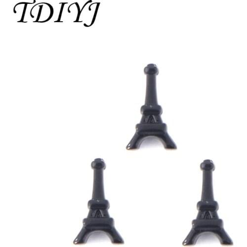 TDIYJ Fasion Jewelry Zinc Alloy Black Eiffel Tower Slide Charms fit on 10mm Mesh Keeper Bracelet 6pcs/lot