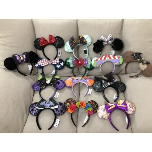 Cartoon Mickey Minnie Ears Bow UP Haunted Alsa Gingerbread Star Confetti 2020 The Main Attraction Headband Hawaii Christmas