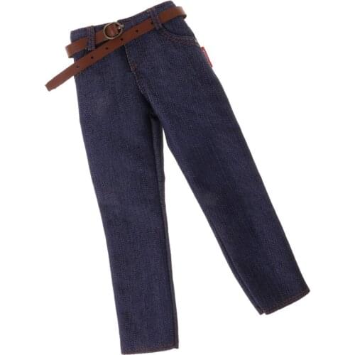 1/6 Scale Male Denim Jeans Trousers with Belt for 12 inch Action Figure