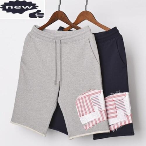 2021 Fashion TB THOM Brand Casual Shorts Men Summer Cotton Patchwork Sports Trousers Personality Hip Hop Mens Jogger Track Pants