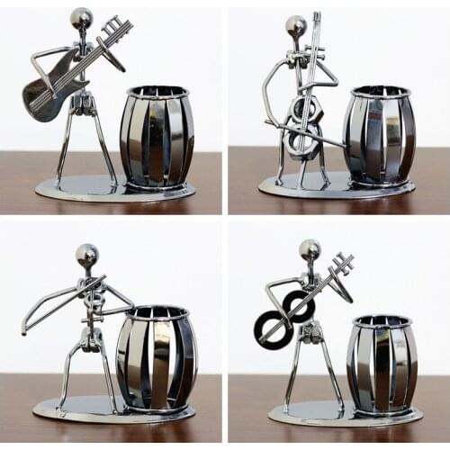 Rock Music Band Pen Holder Iron Crafts Desktop Decoration Creative Home Porch Decoration Tabletop Ornaments Student Gifts