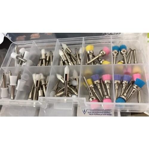 New 80pcs Dentist tool kit Pieces Dental Polishing Brush Polisher Prophy Rubber Cup Latch Colorful Buff Nylon Bristles