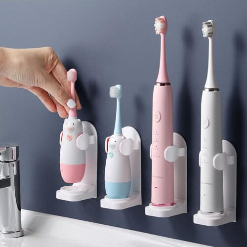 Wall-Mounted Electric Toothbrush Holder Traceless Toothbrush Organizer Stand Rack Space Saving Bathroom Accessories