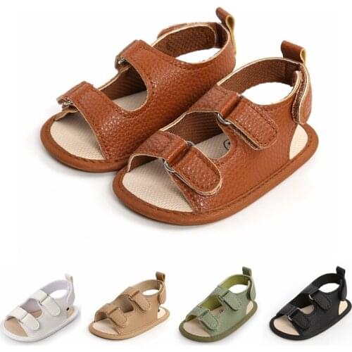 2021 Newborn Infant Baby Boys Girls Leisure Shoes Solid Toddler Summer Sandals PU Leather Non-slip PU Shoes 0-18 M