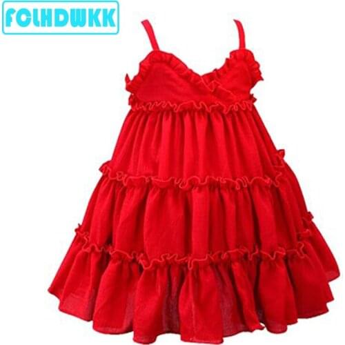 Flower Girls Clothes 2018 New Summer HOT Toddler Kids Baby Girls Clothes Red Sleeveless Formal Dresses 80-120cm Children