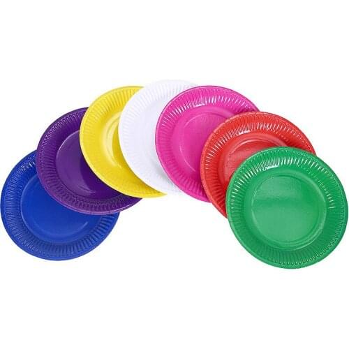 20pcs 6 inch Disposable Paper Plates Birthday Wedding Party Tableware Paper Plates For Baby Shower Decor Diy Craft Drawing Tray