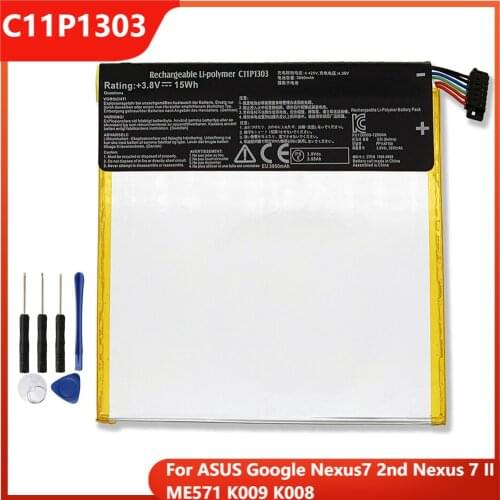 Original Phone Battery C11P1303 For ASUS Google Nexus7 2nd Nexus 7 II ME571 K009 K008 Replacement Rechargable Batteries 3950mAh