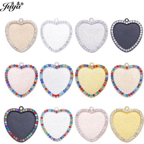 60PCS Heart Diamond Cabochon Pendant Base Settings DIY Jewelry Making For Necklace Keychain 25mm Blank Tray Crafts jewellery