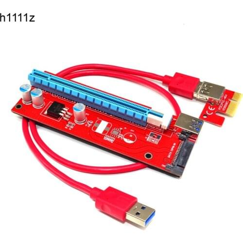 New Red VER007S PCI Express PCIe Riser Card 1x to 16x PCI-E Riser Extender 60cm USB3.0 Cable 15Pin SATA for BTC Miner Mining Rig