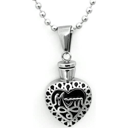 Stainless Steel Heart urn pendant Open Necklace Pendant Pet Asher HairCommemorative Jewelry