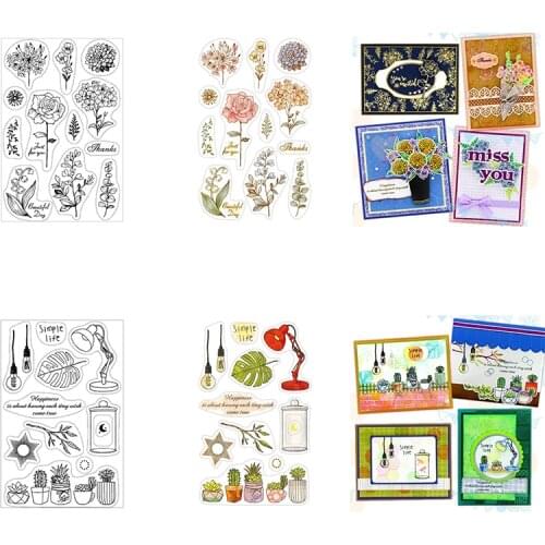 4*6 inch Clear Silicone Stamps Rose Jasmine Flowers Lamp Plants Mixed Element DIY Craft Paper Cards Scrapbooking 2021 New