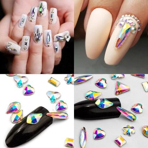 Sale 20Pcs 3D Rhinestones Nail Ornaments Flat Drill Glass DIY Jewelry Accessories Nail Art Makeup