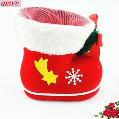 Christmas Boots Flocking Boots Socks (Large Length 14CM, High 14CM Wide 8CM,) Creative Gift Box of Candy Decorative 6ZHH101-2