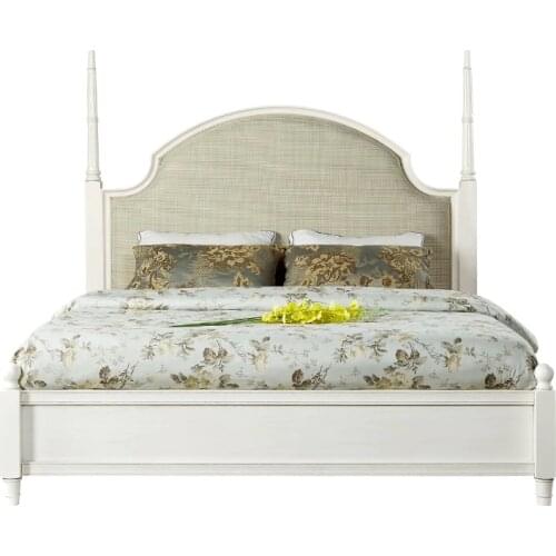 Modern white and grey color wood furniture bed Lit arrière en tissu doux de meubles en bois de couleur gris clair moderne WA402