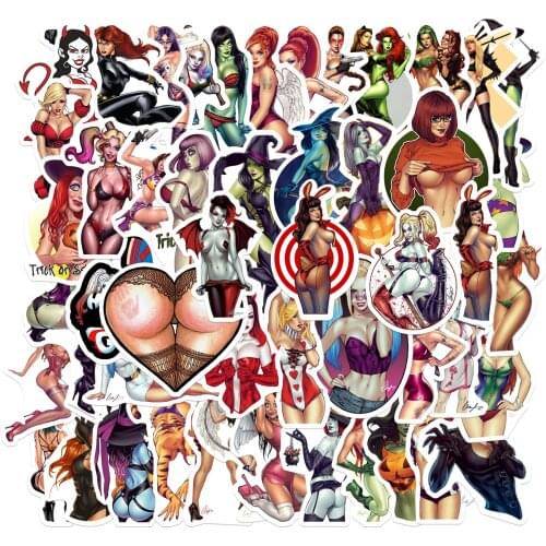 10/50pcs Fashion Mix Sexy Angel Devil Girls Temptation Stickers for Mobile Phone Laptop Luggage Case Skateboard Waterproof