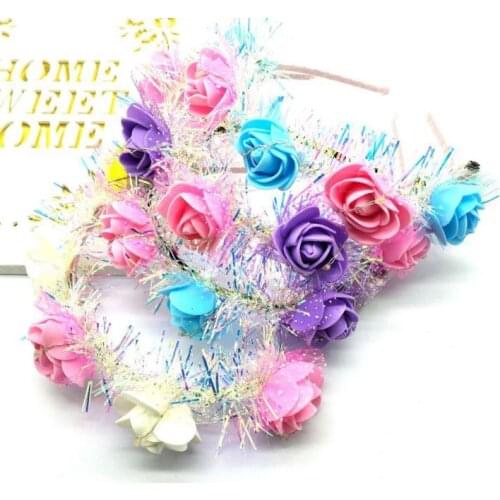 Glow wreath flower headband adults light up LED headbands Christmas Halloween party luminous flashing hairband Hot GIFT