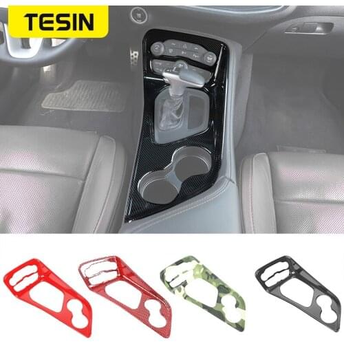 TESIN Interior Mouldings for Dodge Challenger 2015+ Car Gear Shift Decoration Panel Cover Accessores for Dodge Challenger 2015