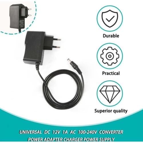 Universal DC 12V 1A AC 100-240V Charger Power Supply Adapter AC/DC Adapter EU Plug Portable Travel Wall Charger