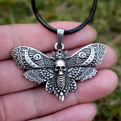 Punk Moth Skull Antiquity Mini Insect Pendant Necklace Choker Vintage Gothic Strange Collar Chain Man Women Chic Jewelry Gift