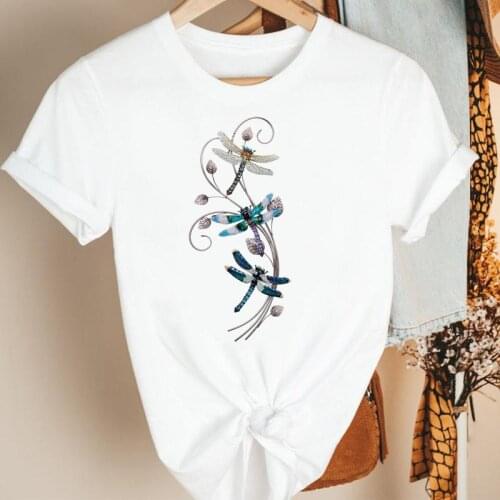 Women Clothes Ladies 90s Dragonfly Cute Cartoon Summer Short Sleeve Print Fashion Tshirt Female Tee Top Graphic T-shirt