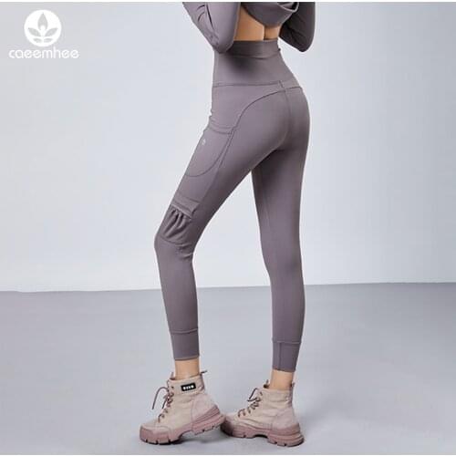 CAEEMHEE High-Waisted Sport Leggings For Women Gym Squat Training Wear Femme Naked Feeling Pocket Elastic Push Up Hip Yoga Pants