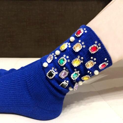 Women Socks Pug Womens Socks Custom Handmade Wire Rhinestone Metal New Fashion Arrival Japan 2020 Chain in The Pile Female