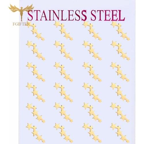 Sweet Style Stud Earrings Five Stars Piercing Earrings Womens Accessories Stainless Steel Jewelry Wholesale Brincos