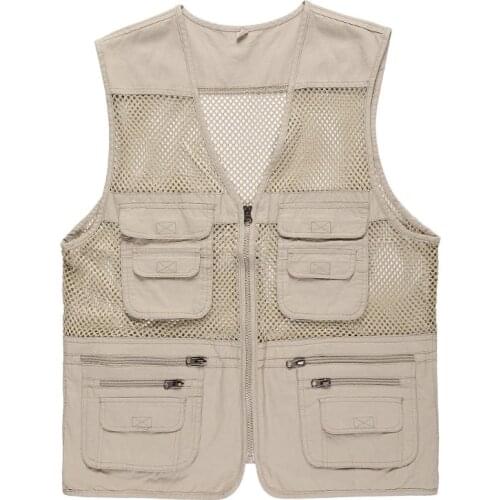 Summer Mens Mesh Vests Multi-pockets Director Reporter Vests Quick Dry Sleeveless Jacket Photography Cameraman Travels Clothing