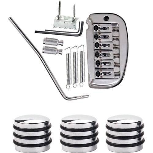 1 Set Roller Saddle Tremolo Bridge System+3pcs Dome Knobs for Electric Guitar Replacement