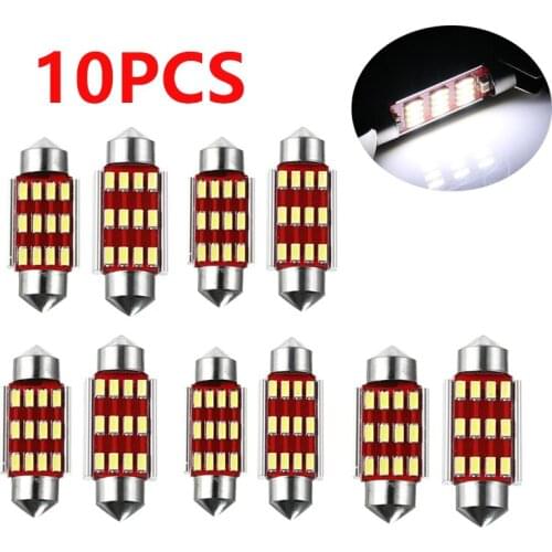 10PCS Car Festoon Lights 4014 SMD 31mm 36mm 39mm 41mm LED Light Reading Lights 12V Auto Interior Dome Lamp Reading Bulb White