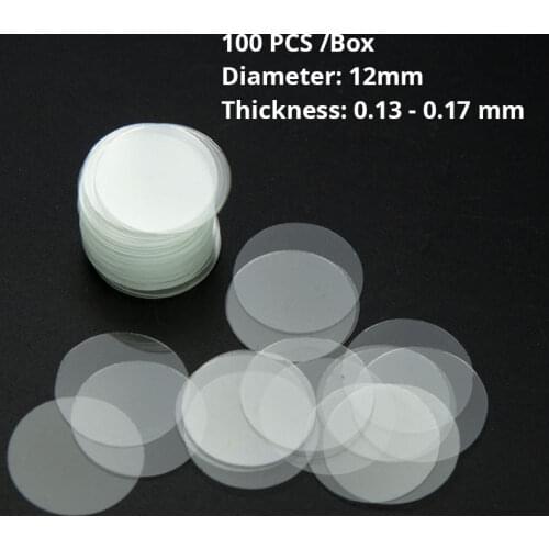 100pcs/box 12mm Diameter Round Microscope Cover Glass Slide Cover Slips Microscope Accessories