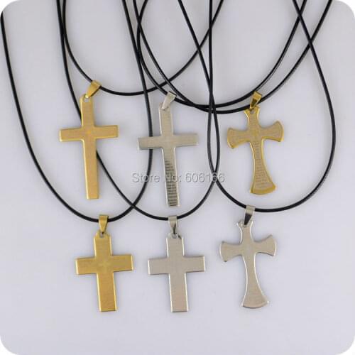 12pcs English Bible Lords Prayer Cross Stainless Steel Pendant Necklace Christian Catholic Fashion Religious jewelry Wholesale