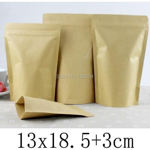 13*18.5+4cm,200pcs 28mic. Stand-up Kraft Paper Bag,Zipper/ziplock kraft Bag,Kraft Paper + Aluminum Foil Bag,Zipper gift Bag