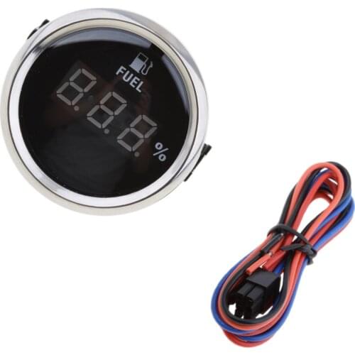 2' 52mm Black Chrome Digital fuel level gauge (800-00124) 0-190ohm Signal Waterproof Dust-proof