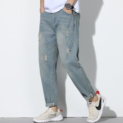 2020 New Design Young Men Jeans Fashion Stretchy Skinny Men Causal Ankle Length Pants Jeans Homme