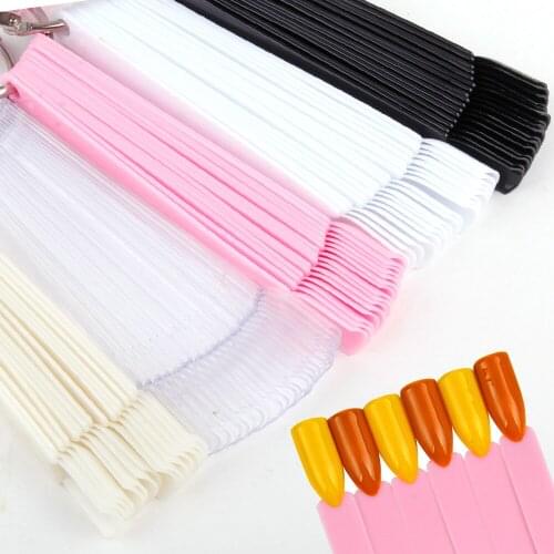 24/50Pcs Nail Tip Fan-shaped Display Sample Sticks Transparent Nail Color Chart Manicure Finger Practice Polish Display Tips