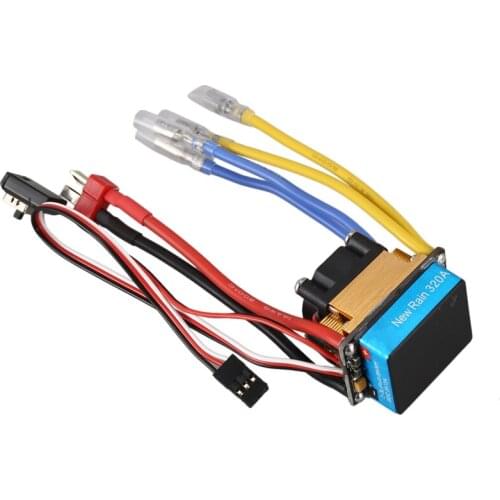 320A Waterproof Brushed ESC for 1 / 2 Dual Motors Cooling Fan 2-3S 3 Modes 5V/3A BEC for RC Cars Truck